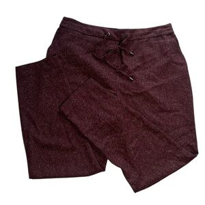Reitmans Burgundy Drawstring Trousers Straight Leg Size 14 Regular Dress Pants